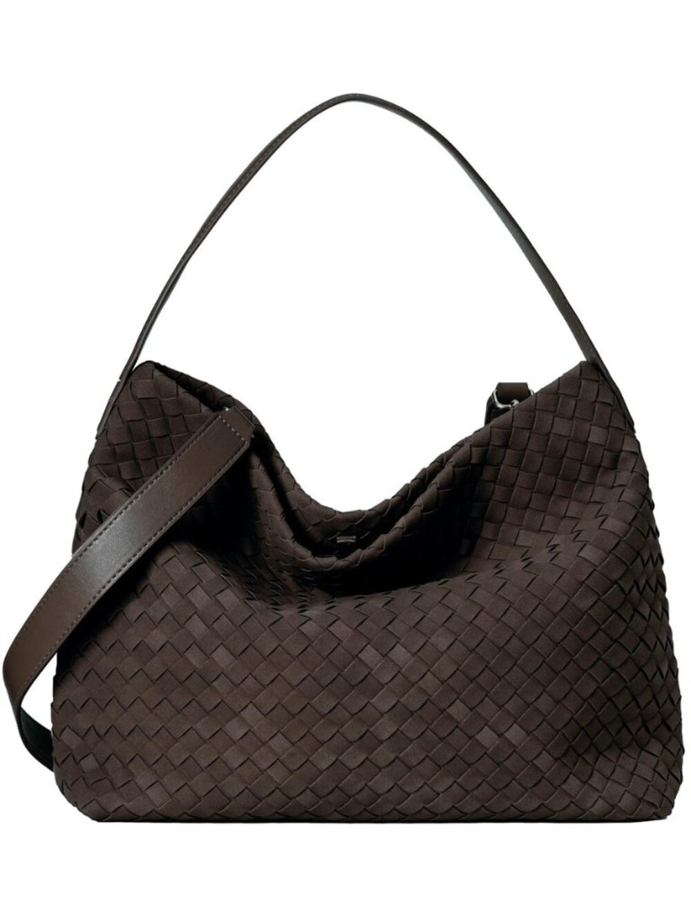 Woven Suede Tote Bag for Women, Slouchy Hobo Purse
